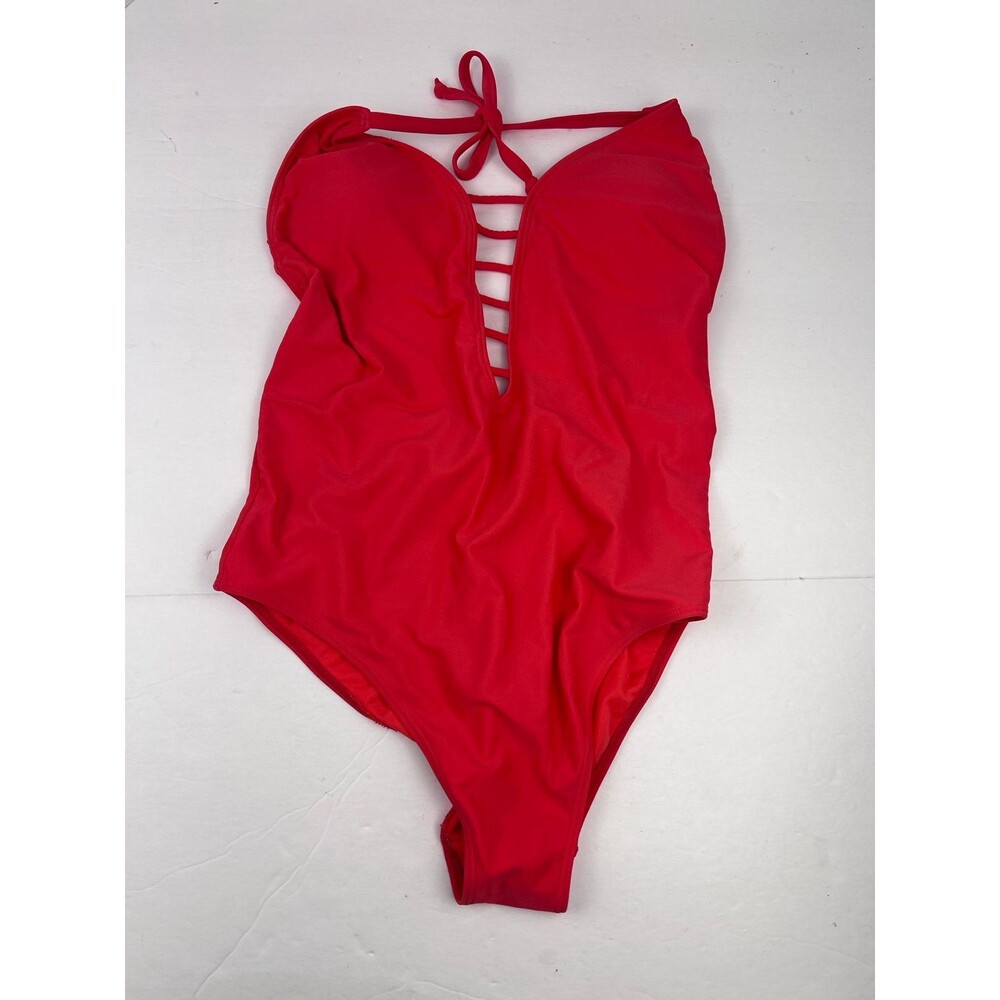 Hollister Red Strappy Plunge One-Piece Swimsuit